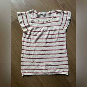 Madewell Knit Short Sleeve Stripe Pullover Sweater Top Sz S
